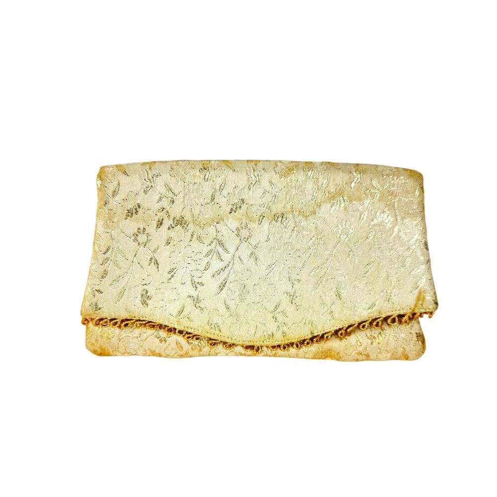 Dorset Rex 1950's Champagne Gold Brocade MCM Clutch Purse with Mirror